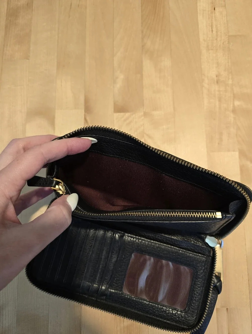 Marc Jacobs Long Black Zip Leather Wallet
